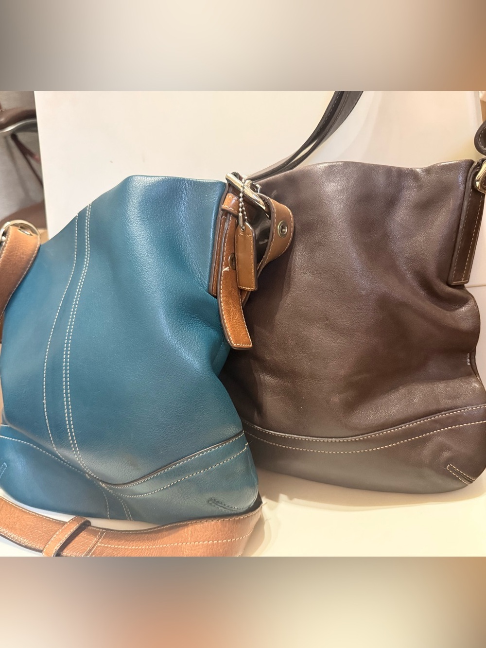 Coach Leather Shoulder Bag - blue and Brown (2 bags)